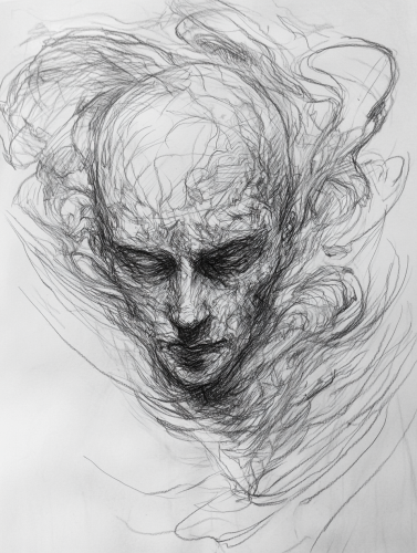 Distorted Figure Pencil Sketch Art