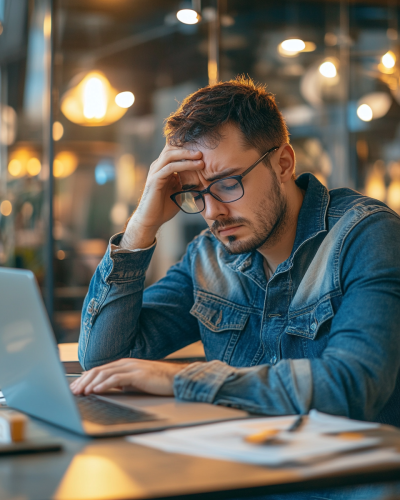 Sad man at office desk Sad man at office desk