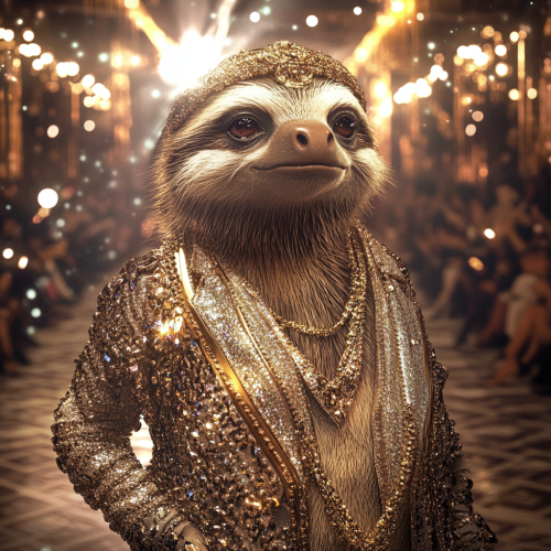 Sassy Sloth high-fashion runway glam Sassy Sloth high-fashion runway glam
