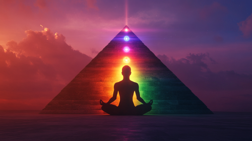 Meditating Human with Glowing Chakras