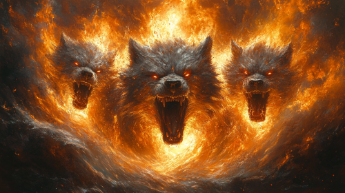 Three-headed Cerberus Guardian Stock