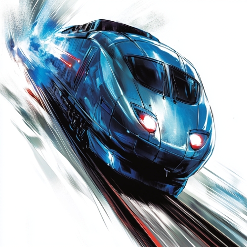 Anthropomorphized train logo on white background