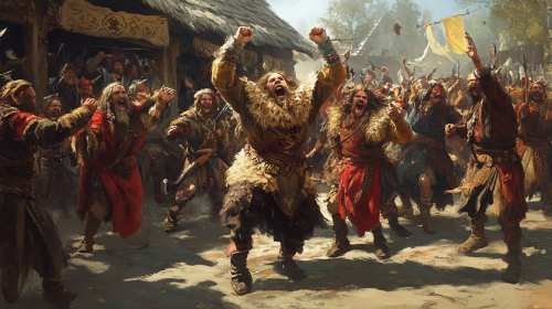 Berserkers dancing at village festival