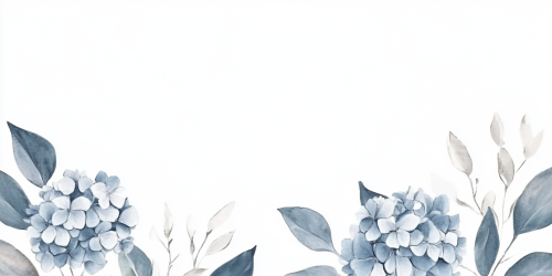 Watercolour Leaves Hortensia Flowers Border