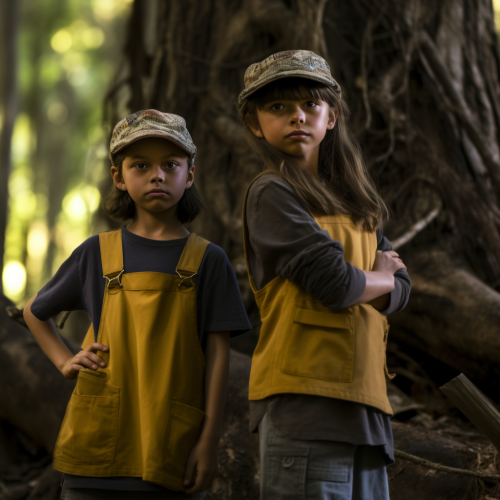 Young Kids Standing in Forest Young Kids Standing in Forest