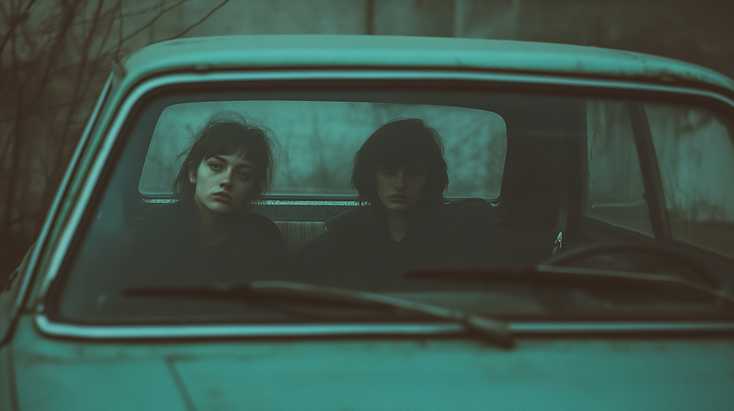  Women Smoking by Old Car in East Berlin