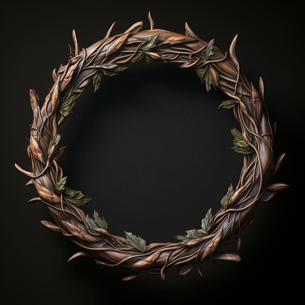 4.  Green laurel wreath made from roots