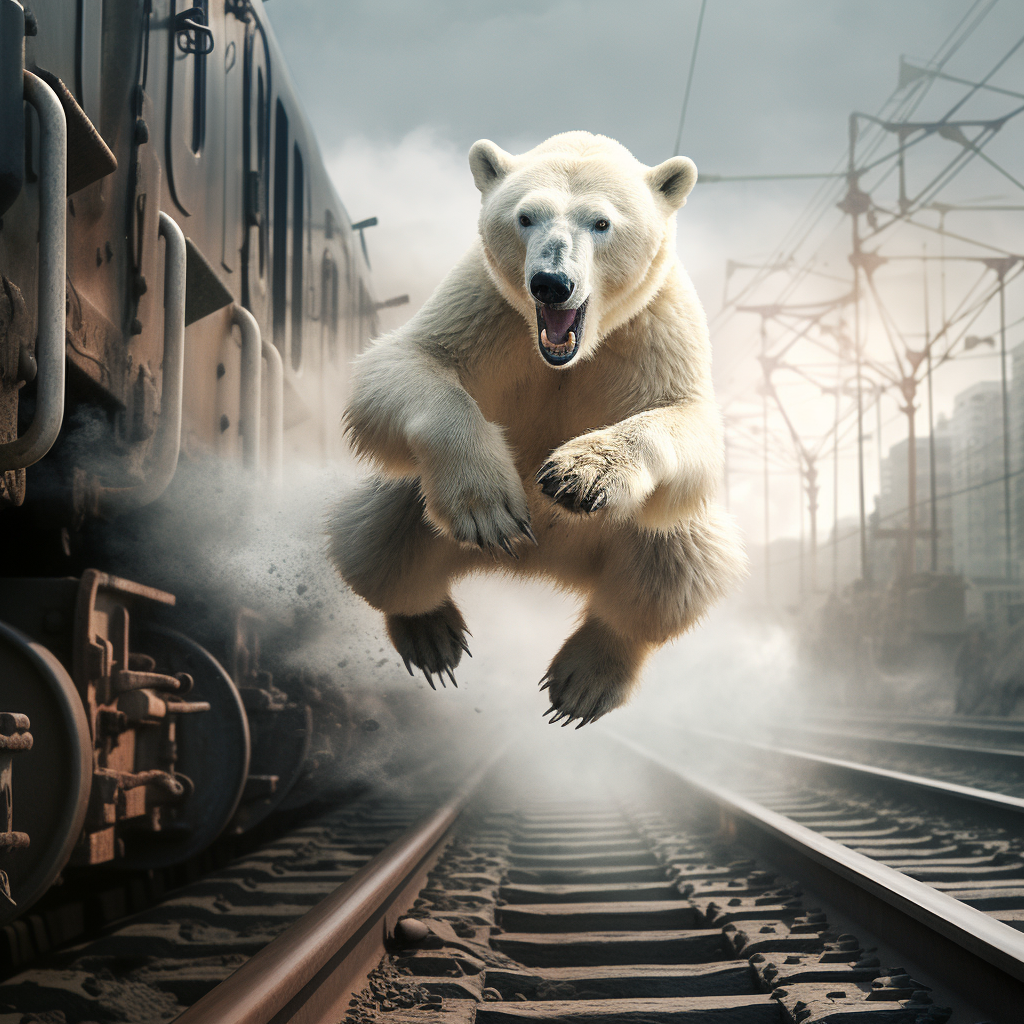 4.  A majestic polar bear jumping