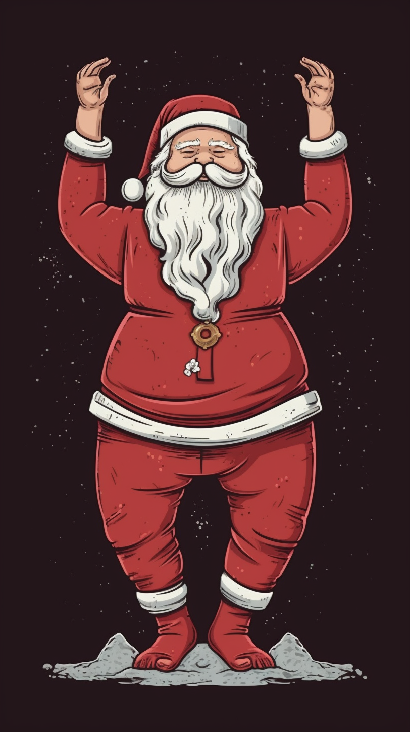 4. Plump Santa Claus doing yoga