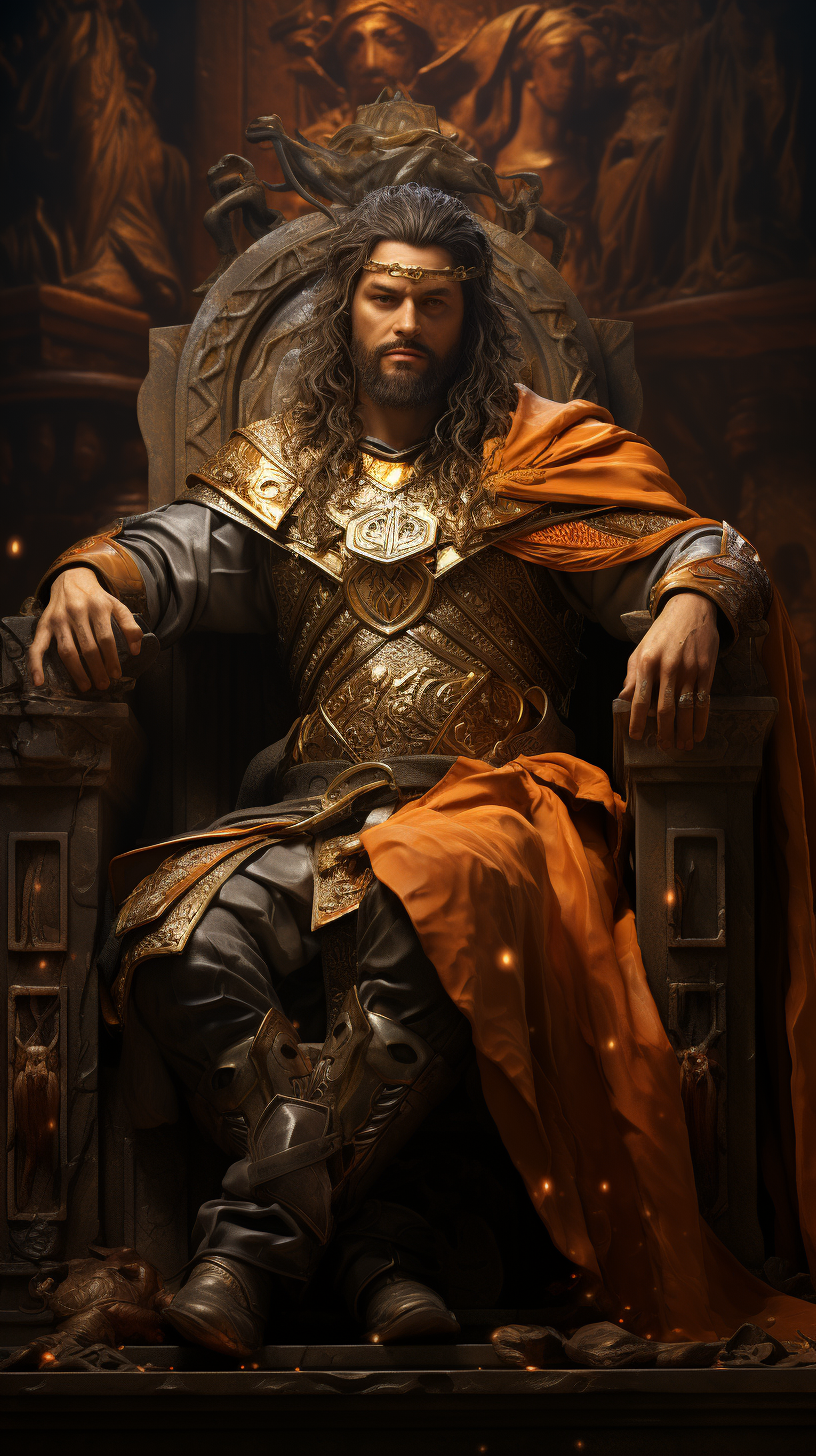 4.  Alexander the Great sitting on the throne with authority