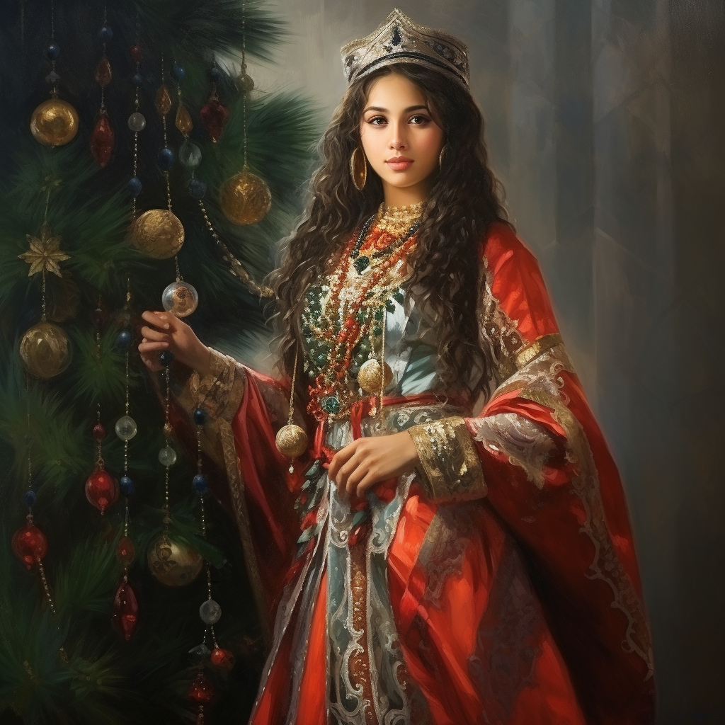 4. Armenian girl with Christmas tree toy and silver jewelry