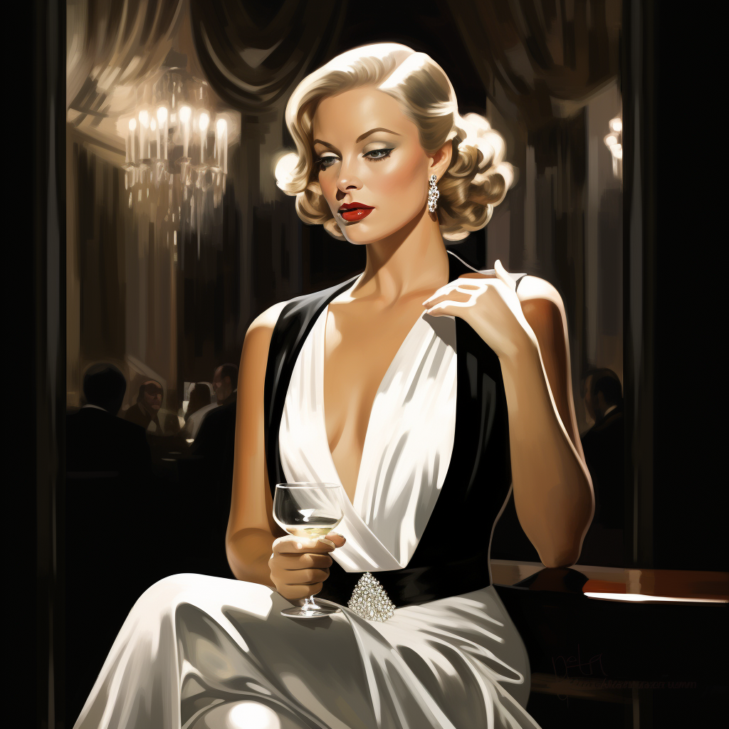 4. Beautiful woman smoking cigarette in Art Deco style