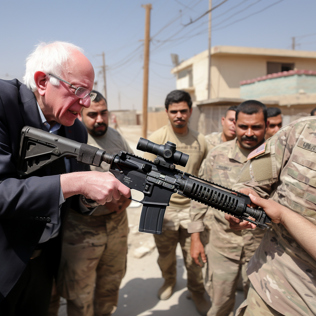 4. Bernie Sanders with AR15 in Fallujah