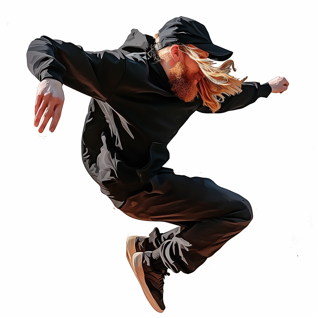 4. Blonde guy with brown beard jumping