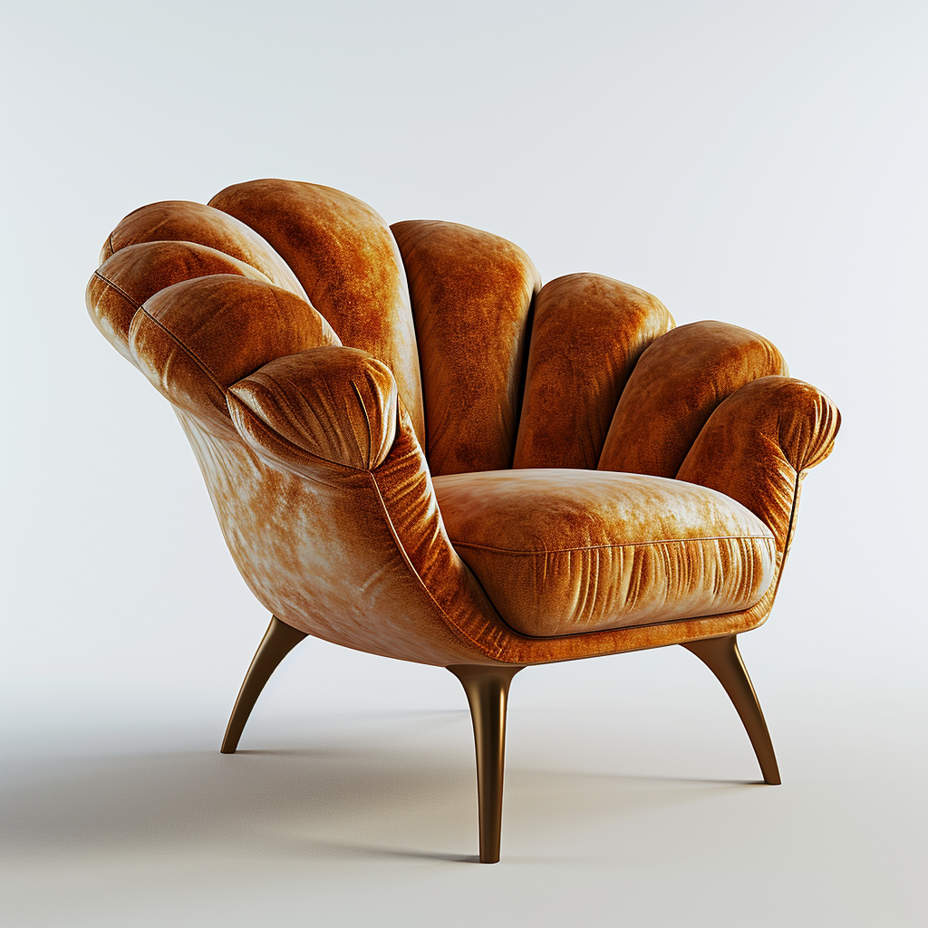 4. Image of a luxury brown chair with a croissant-shaped back