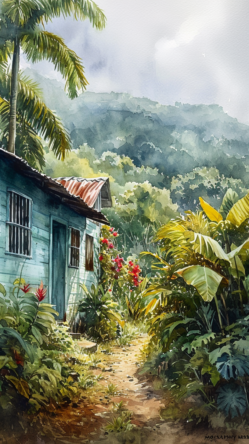 4. Beautiful Caribbean shacks nestled in lush hillside ?