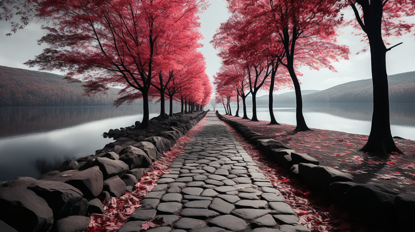 4. Cobblestone Path with Abstract Minimalist Design