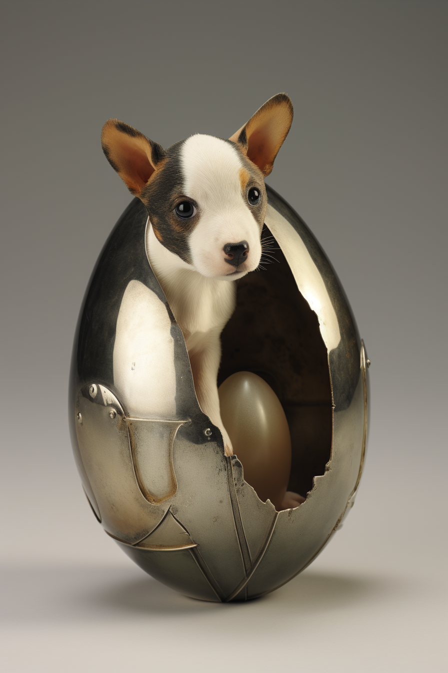 4. Adorable puppy emerging from eggshell