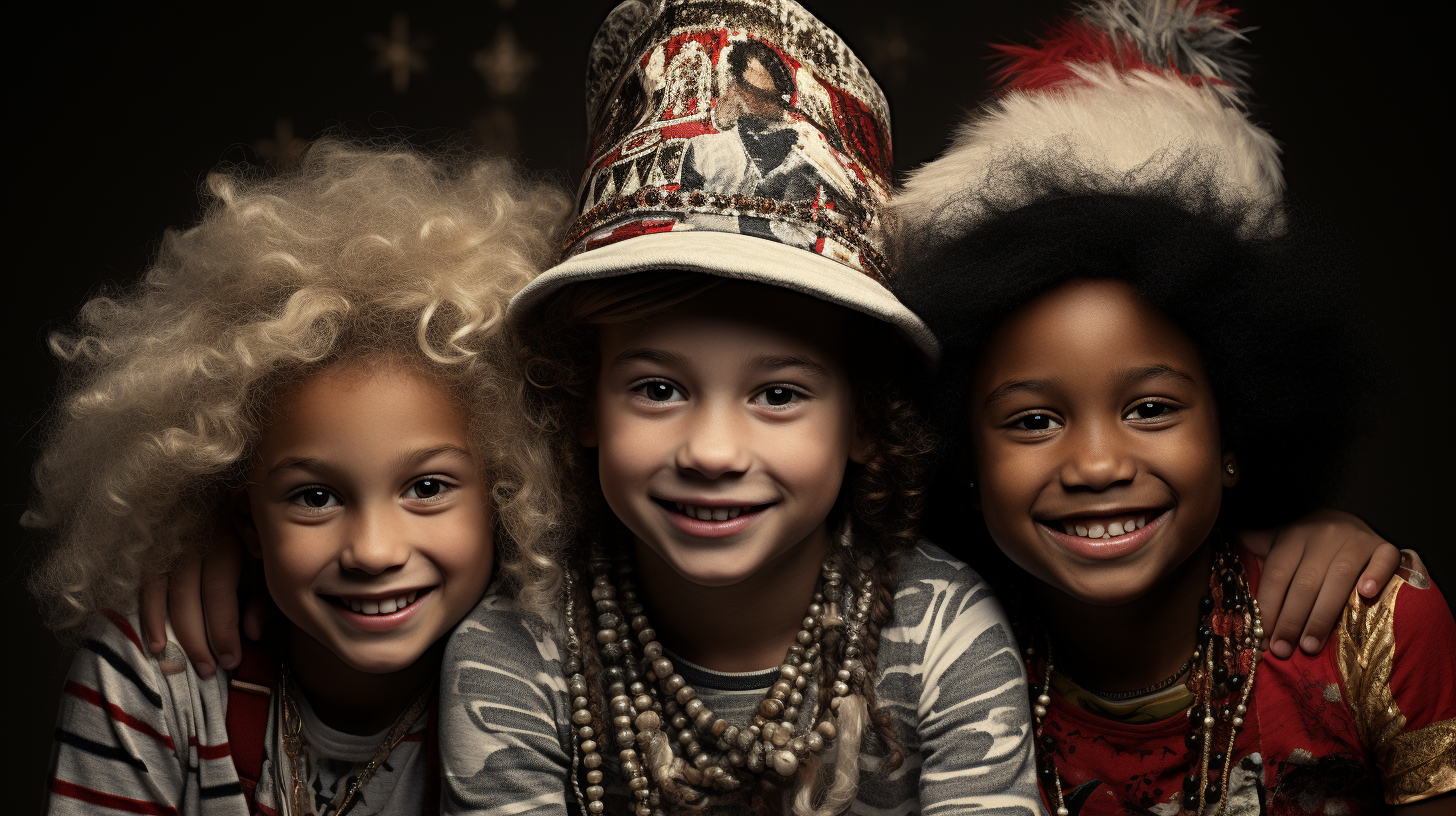 4. Children playing dress up with adult Christmas outfits