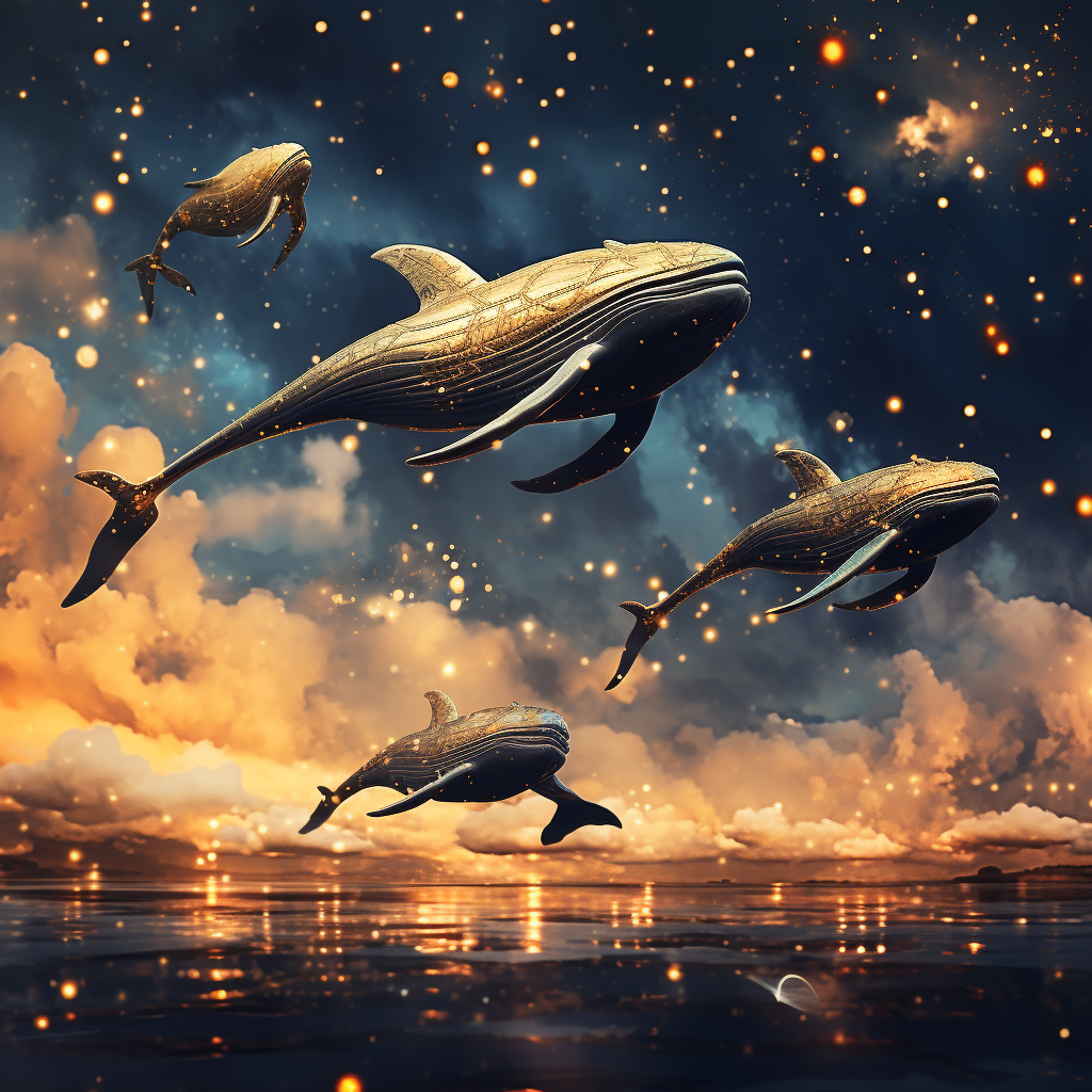 4. Majestic whales in a celestial night