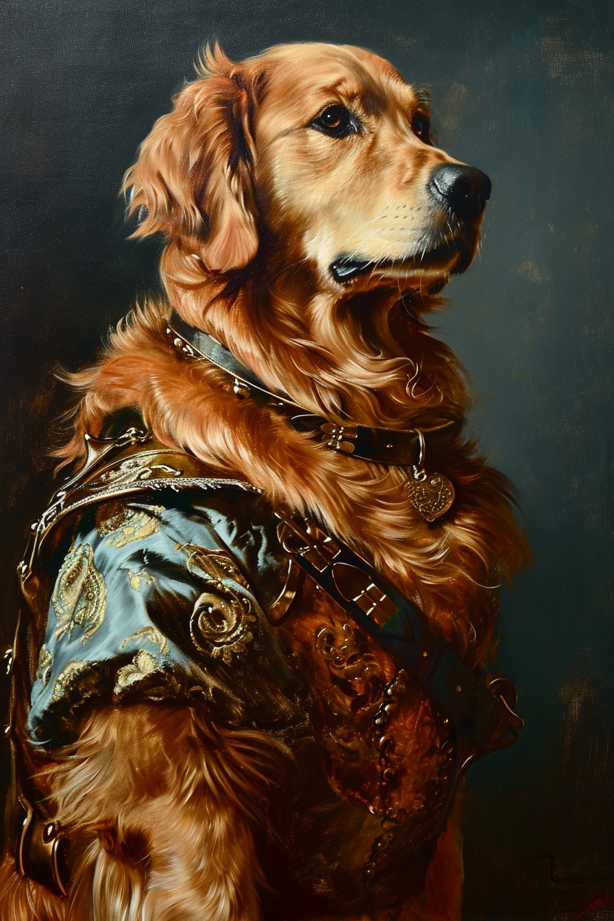 4. Noble Golden Retriever in Painting