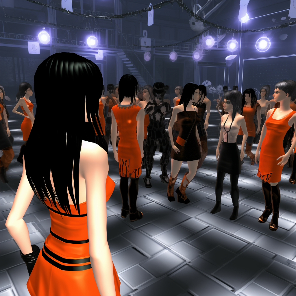 4. Image of goth girl standing on dance floor surrounded by couples