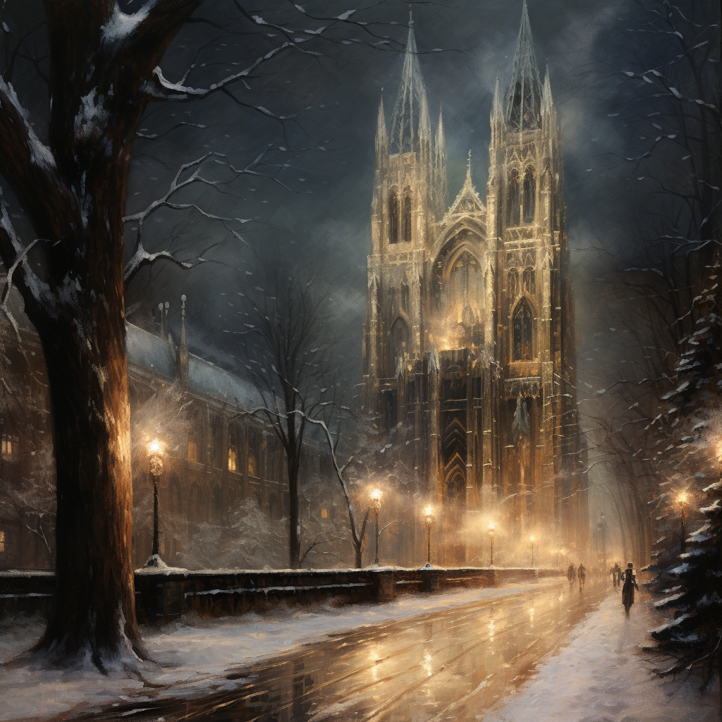 4. Image of Gothic Cathedral in Winter Night