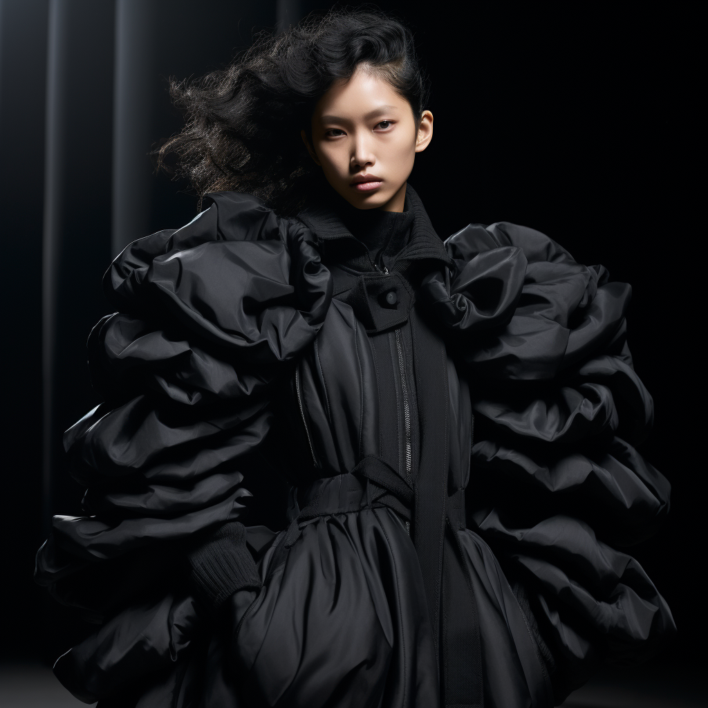 4. Ghostly model in dramatic runway attire