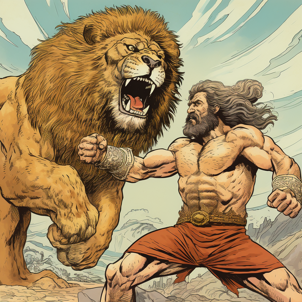 4. Powerful Hercules defeating the mighty lion