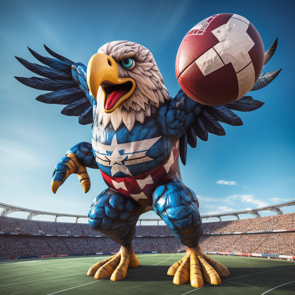 4. Inflatables Bald Eagle Mascot with Soccer Ball at Aztec Stadium