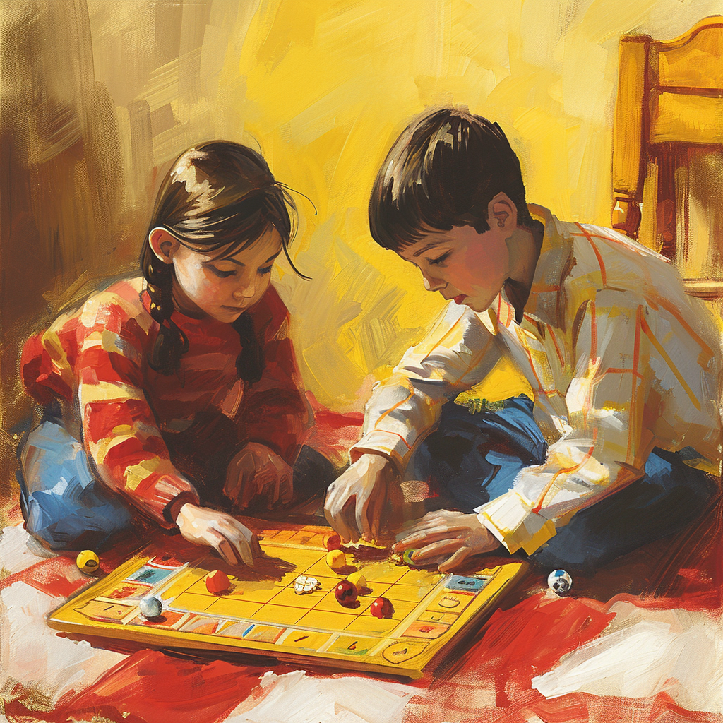 4. Children playing board game together