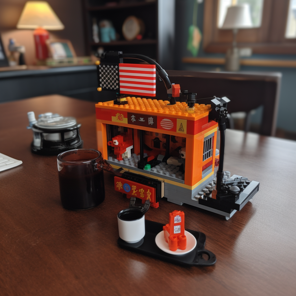 4. Lego set podcast episode ChinaTalk flags mic coffee