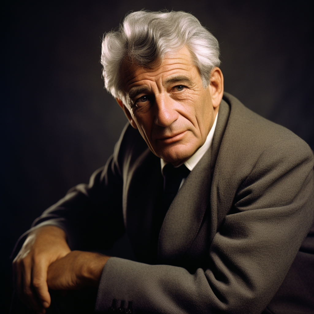 4. Iconic composer Leonard Bernstein conducting orchestra