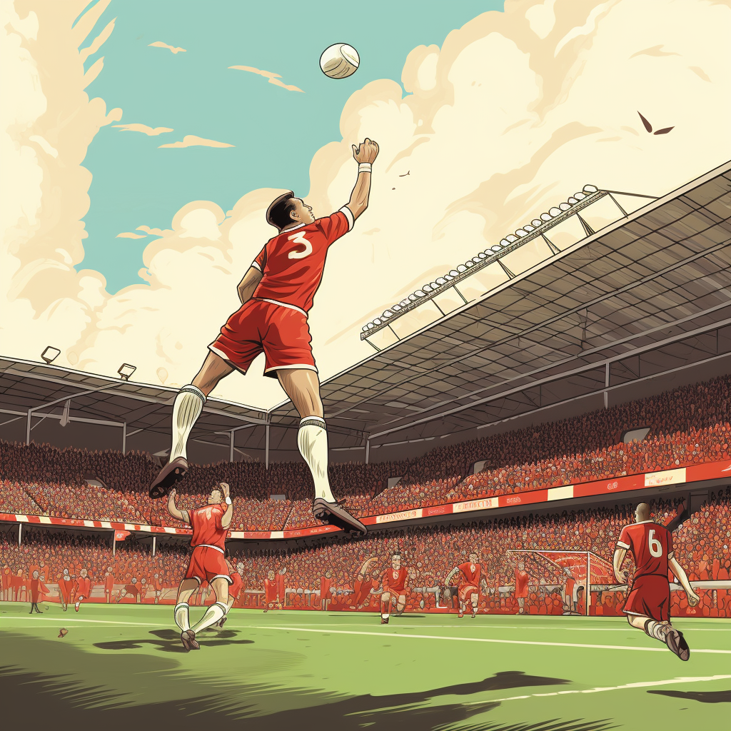 4. Cartoon illustration of Liverpool FC player scoring a goal