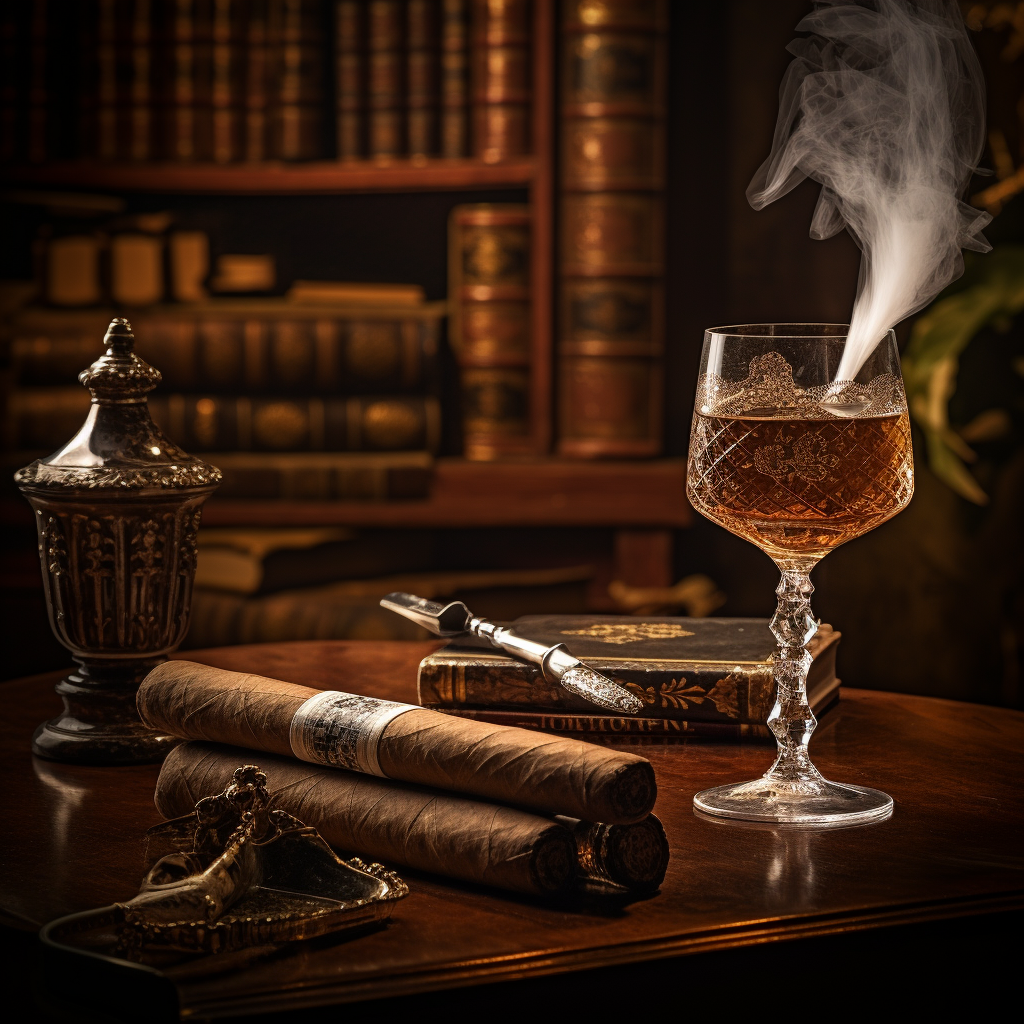 Image of a luxurious cigar in a classical moody setting