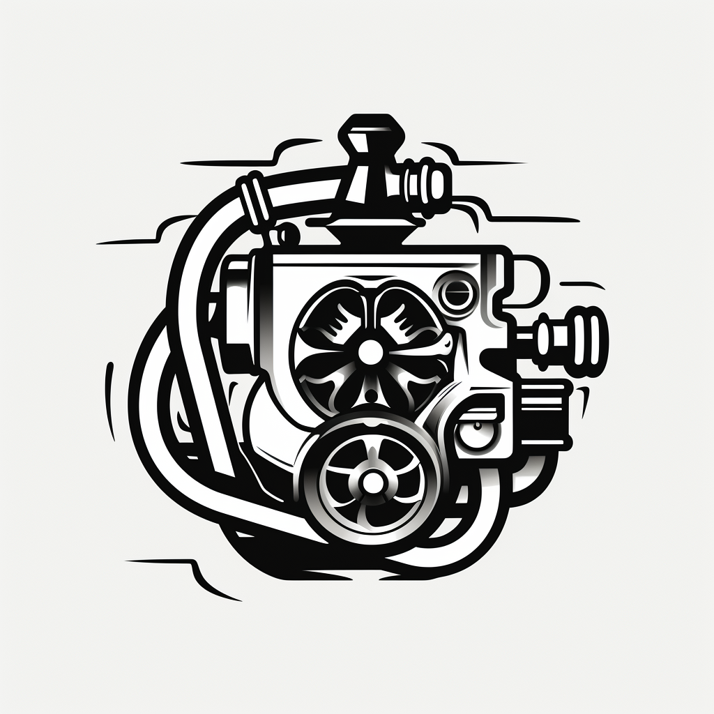 4. ALT Text for Image -  Minimalistic black and white carburetor drinking gasoline