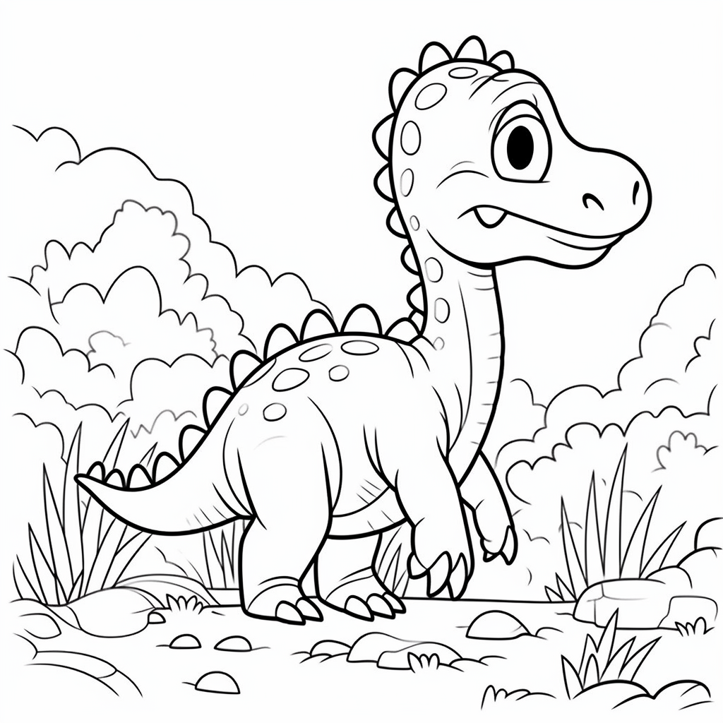 4. ALT Text for Image - Simple Dinosaur Cartoon Illustration