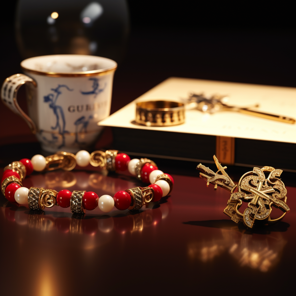 4. ALT Text for Image -  Exquisite YSL Bracelet on Elegant Dinner Table