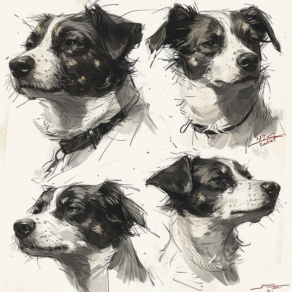 4. Cute Dog Sketch with Various Expressions