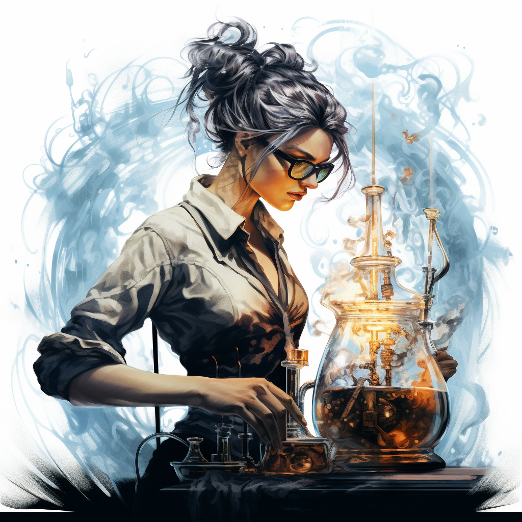 4. Artwork of blind alchemist woman creating magic