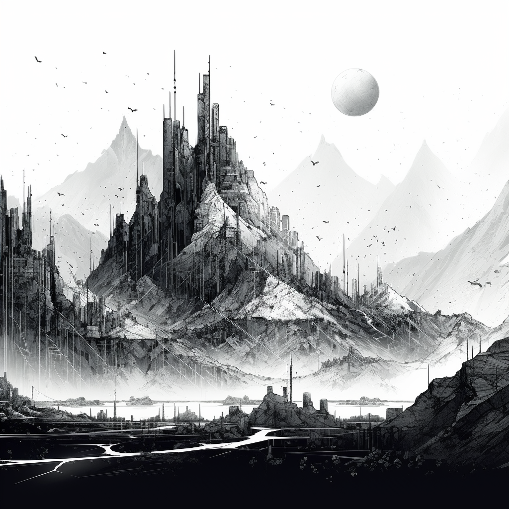 4. Hand-drawn Sketch of Spectacular Mountain Skyline