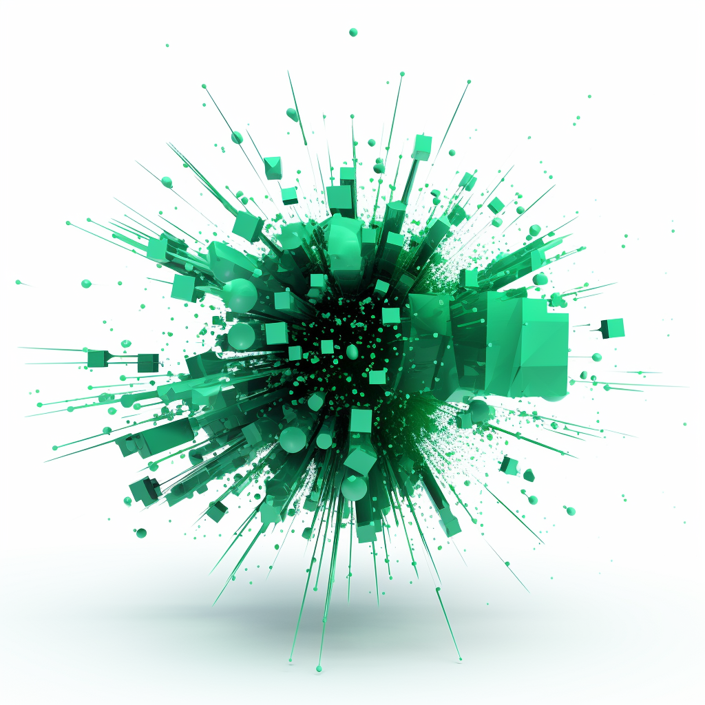 4. Vibrant green cyber particles on white background