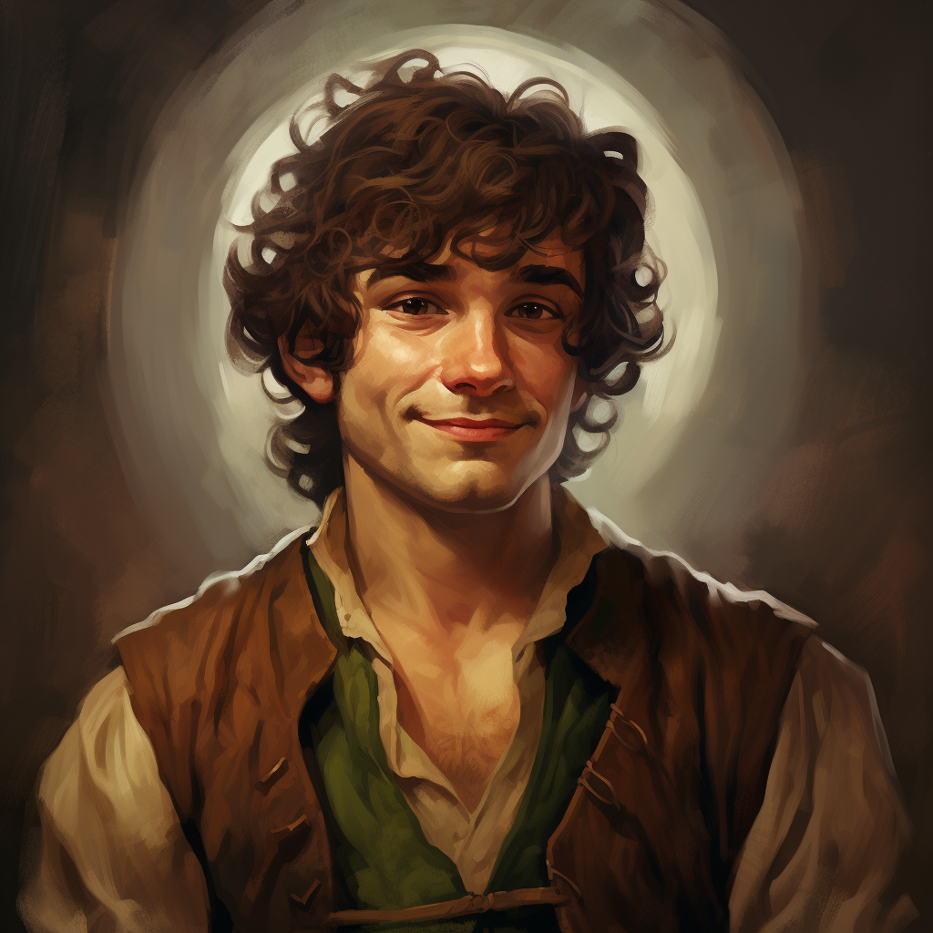 4. Image of a hobbit with dark brown hair and freckles