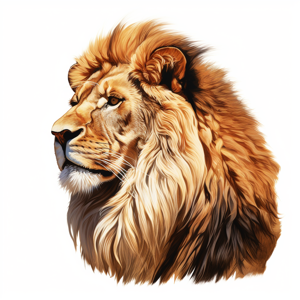 4.  Realistic lion head on white background