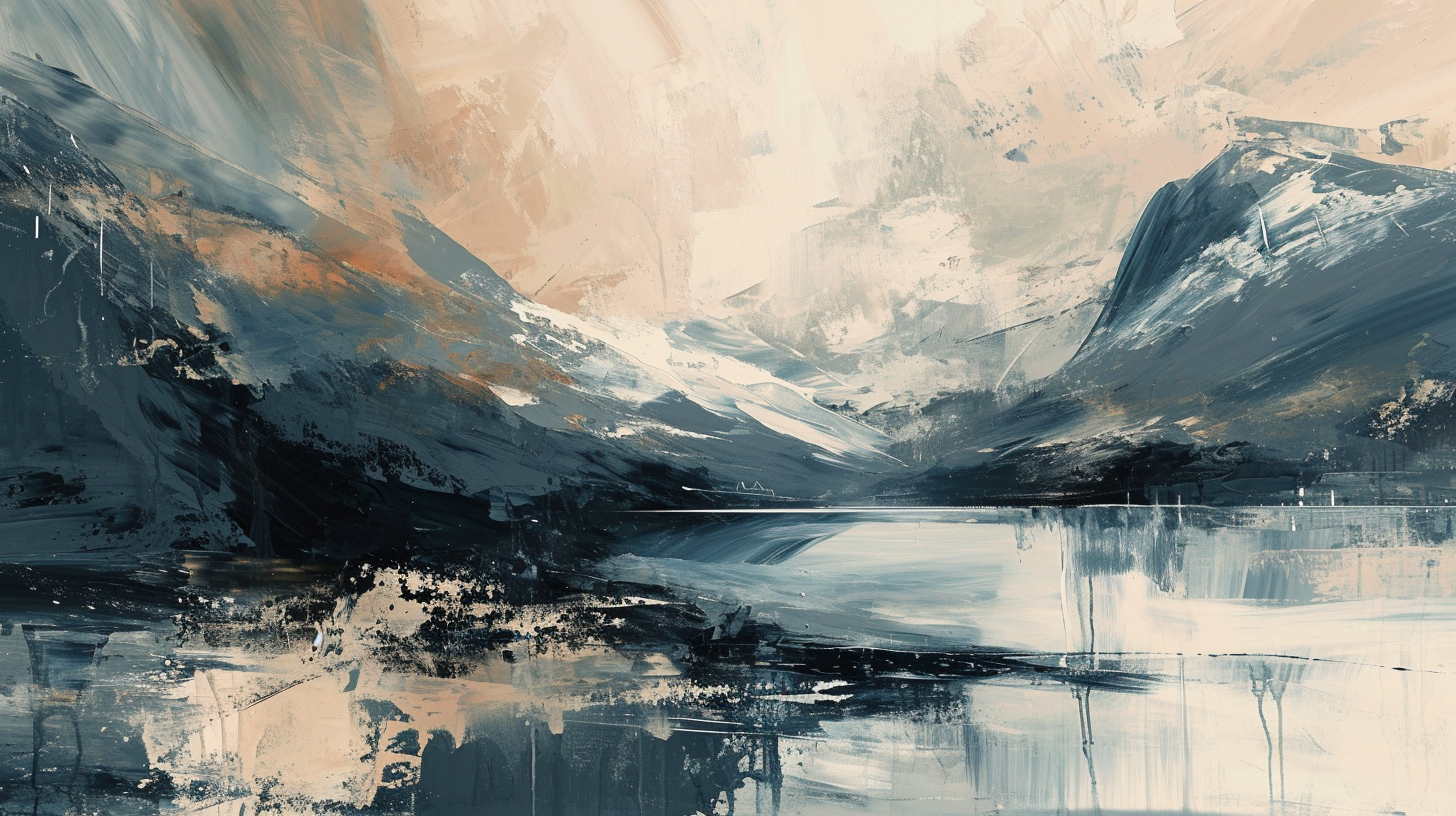 4. A captivating abstract painting of a serene mountain scene