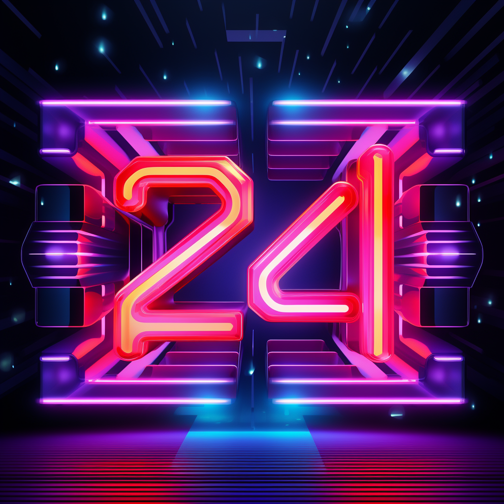 4. Eye-catching neon poster with  2024  text