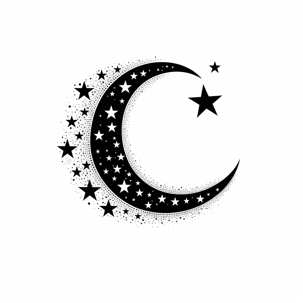 4. Beautiful Vector Image of a Crescent Moon with Stars