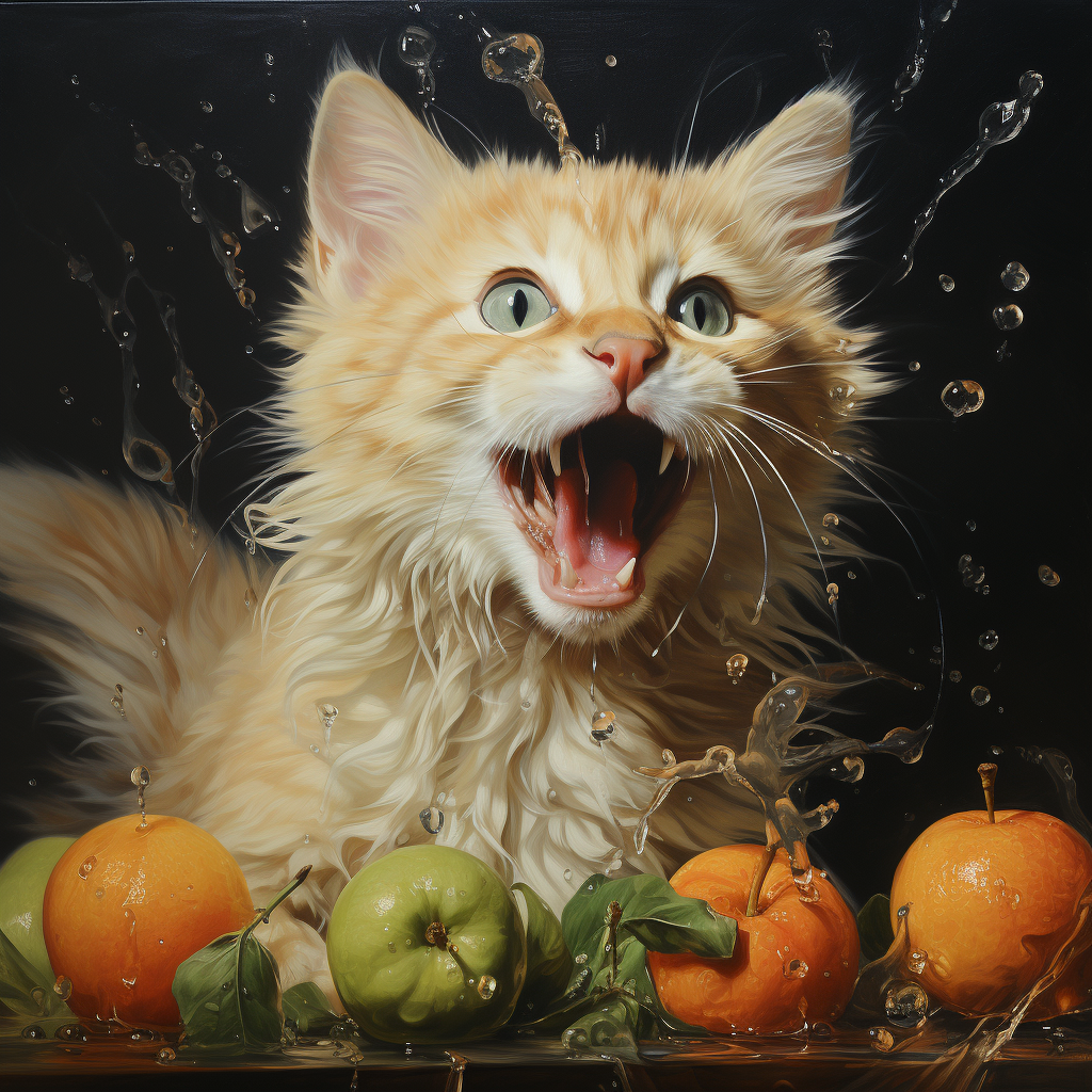 4. Cute pear cat painting with happy expression