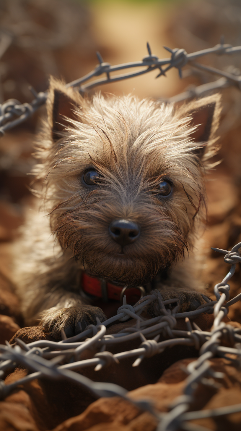 Cairn terrier crawling with focus