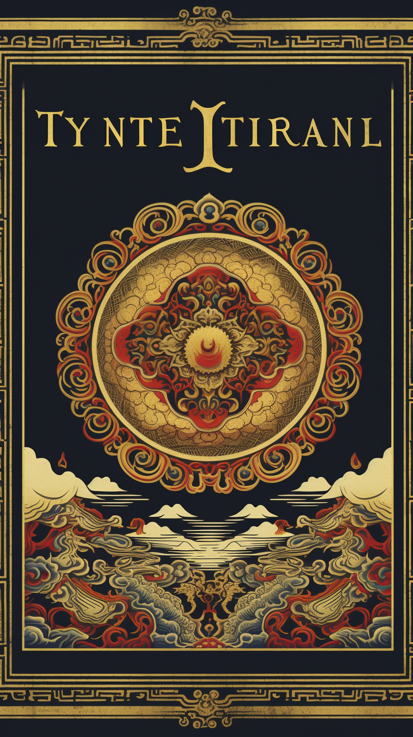 Tibetan-style cover design with a screen world